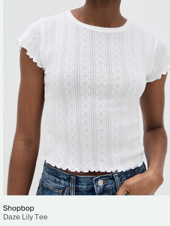 Daze Tops - Daze Lily Tee - White Pointelle Short Sleeve Top